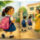 A girl going to school for the first time