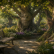 A bench in a garden, with trees that listen.